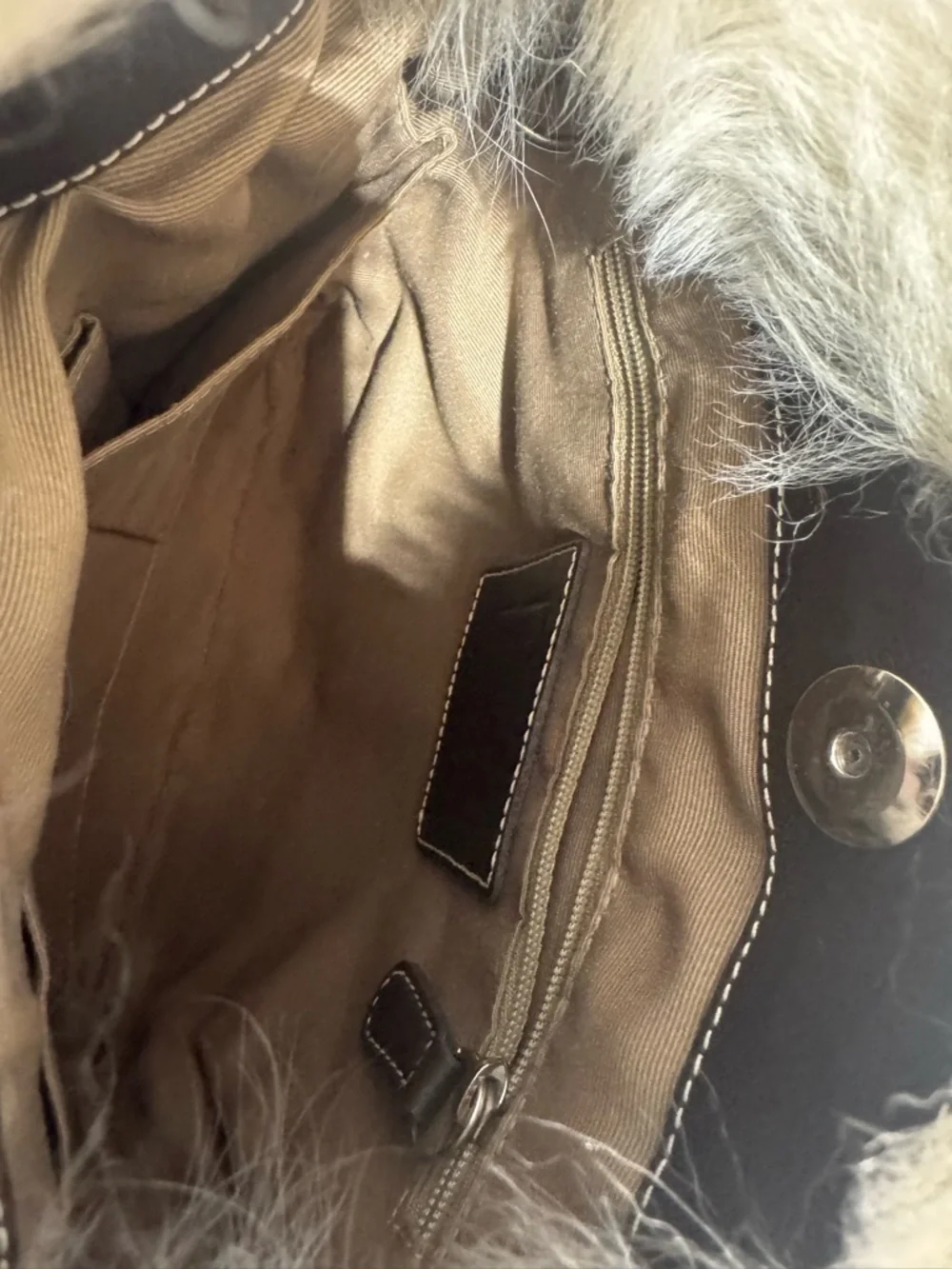 Coach Brown Signature Canvas Shoulder Bag with Cream Faux Fur Trim - Picture 2 of 4